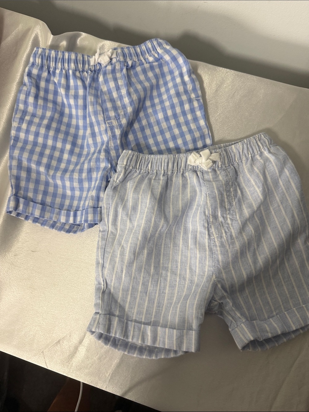Edgehill Collection Light Blue Striped & Gingham Kids Shorts - Pack of 2